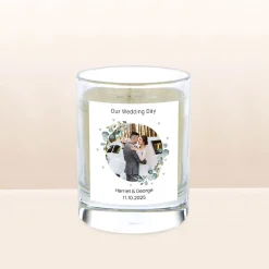 New Personalised Photo Upload Candle - Our Wedding Day Photo Gifts|Wedding Gifts