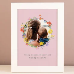 Personalised Photo Upload Framed Print - Floral Circle Personalised Canvas & Wall Art|Photo Gifts