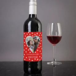 Card Factory Personalised Photo Upload Wine - Red Hearts
