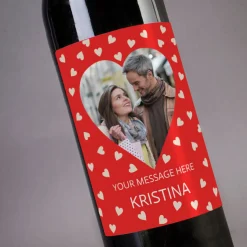 Card Factory Personalised Photo Upload Wine - Red Hearts