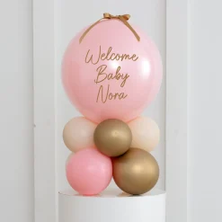 Online Personalised Pink Air-Filled Bubble Stack - DELIVERED INFLATED! Personalised Party|Baby Shower Party