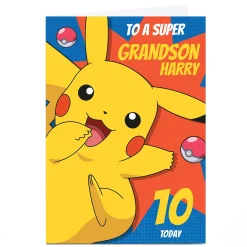 New Personalised Pokemon Birthday Card - Pikachu Kids For Son|For Grandson