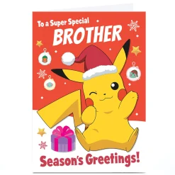 Hot Personalised Pokemon Christmas Card - Santa Hat Pikachu Tv & Film|Christmas