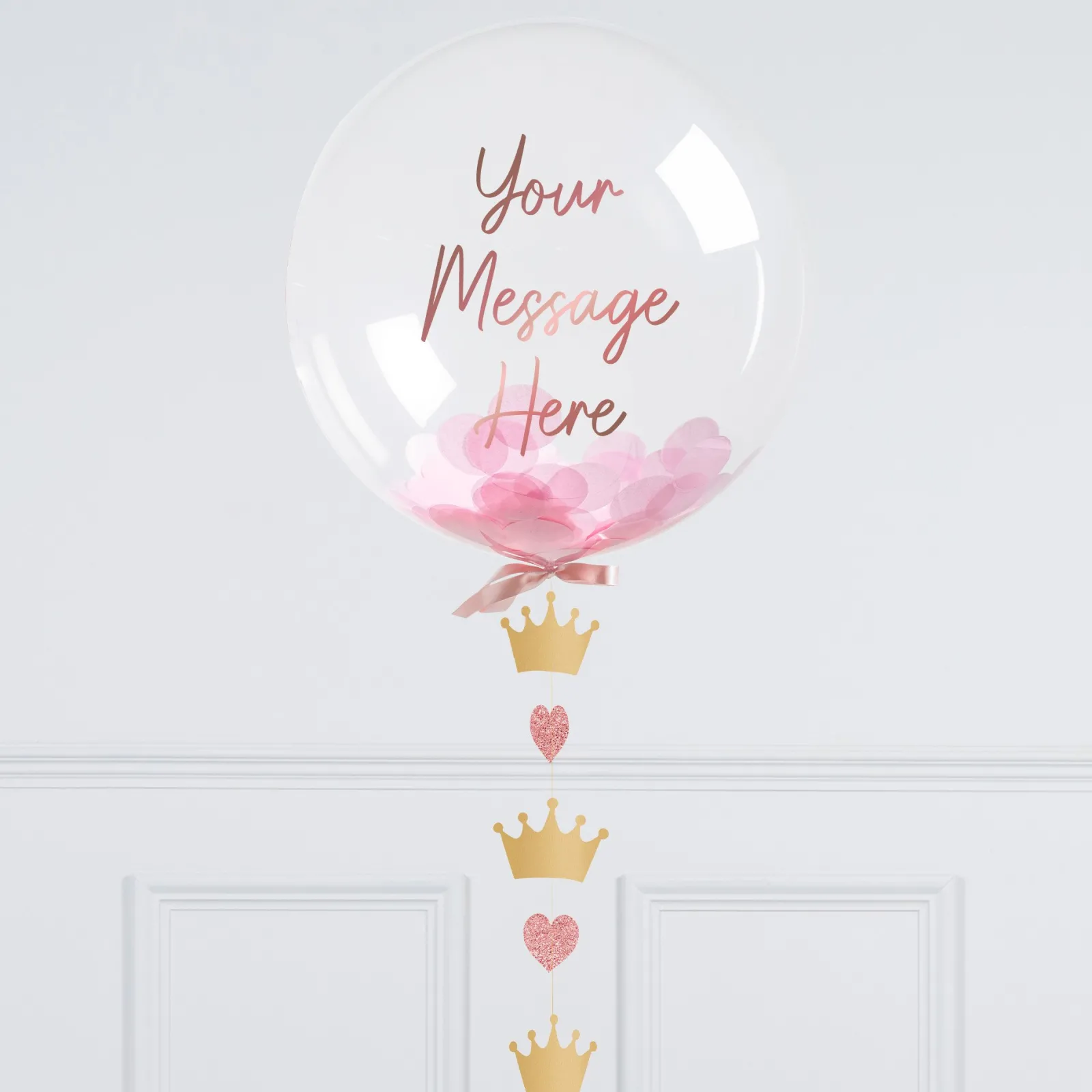 Outlet Personalised Princess Confetti Bubble Balloon - Delivered Inflated! Kids Balloons For Kids|Personalised & Photo Balloons
