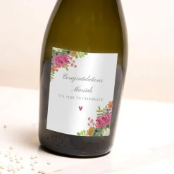 Card Factory Personalised Prosecco - Floral It's Time To Celebrate