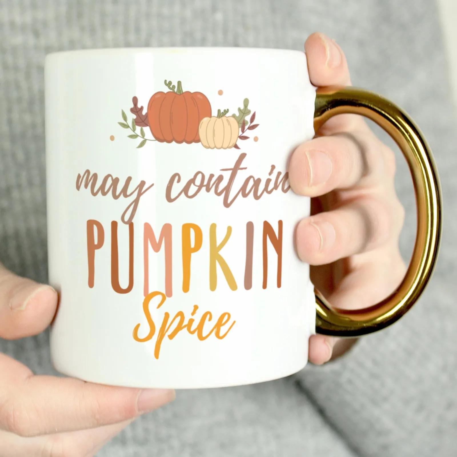 New Personalised Pumpkin Spice Gold Handle Mug Personalised Mugs|Mugs