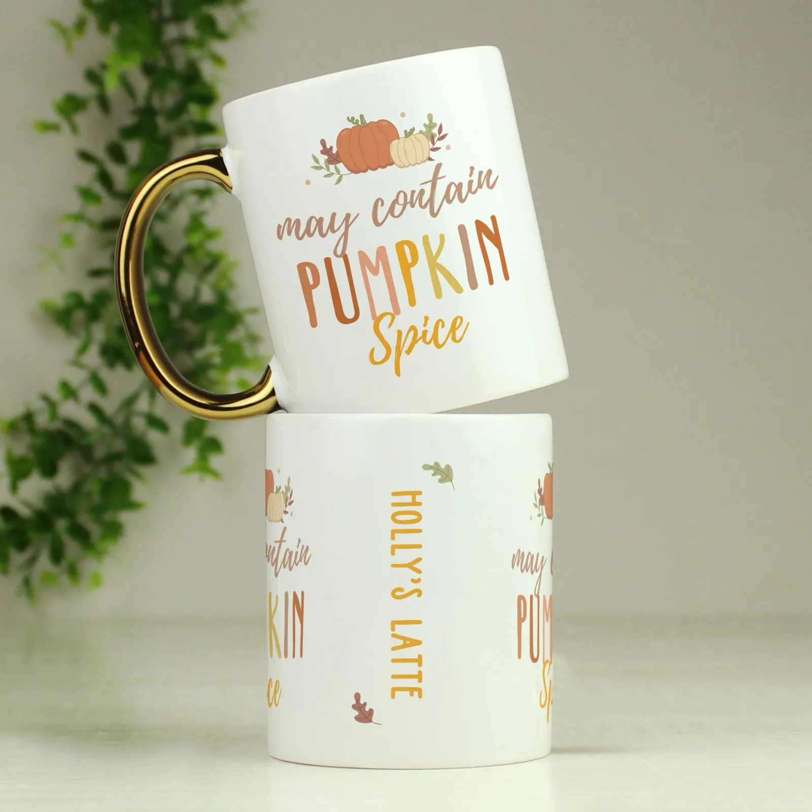 New Personalised Pumpkin Spice Gold Handle Mug Personalised Mugs|Mugs