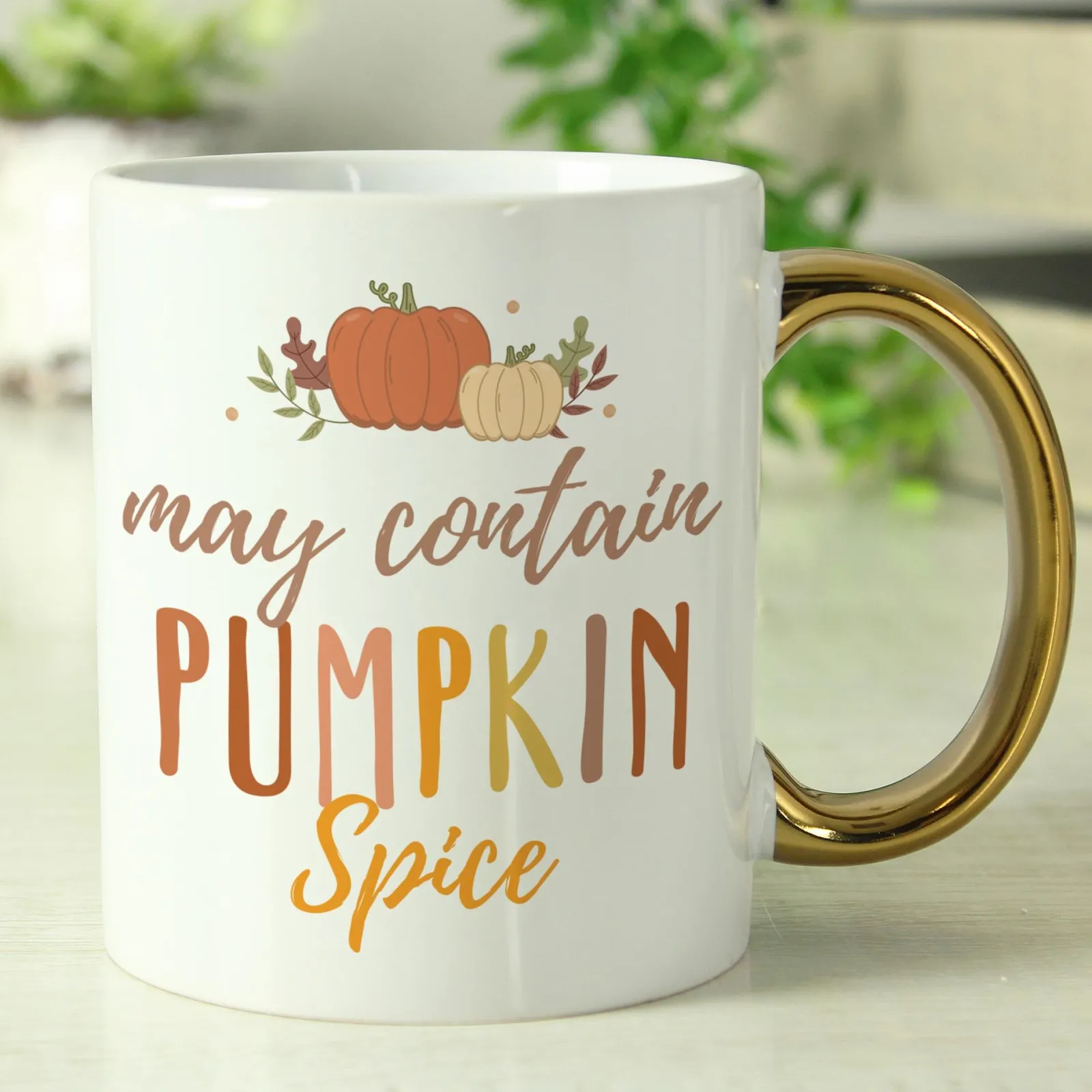 New Personalised Pumpkin Spice Gold Handle Mug Personalised Mugs|Mugs