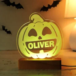 Kids Card Factory Personalised Pumpkin Wooden LED Light
