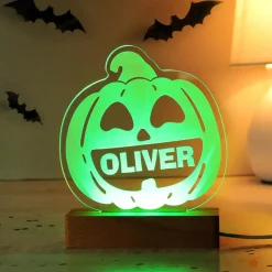 Kids Card Factory Personalised Pumpkin Wooden LED Light