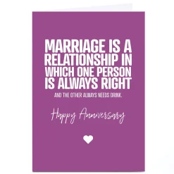 Card Factory Personalised Punk Anniversary Card - Marriage Is...