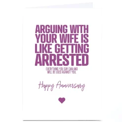 Card Factory Personalised Punk Anniversary Card - Arguing with your Wife