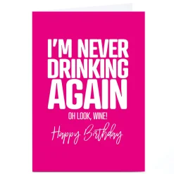 Outlet Personalised Punk Birthday Card - Never Drinking Again For Friend|Funny