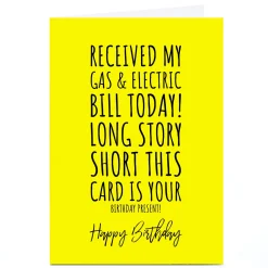 BOY Card Factory Personalised Punk Birthday Card - Gas & Electric