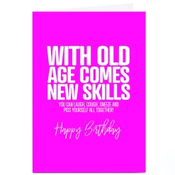 Personalised Punk Birthday Card - Old Age New Skills Funny|Birthday