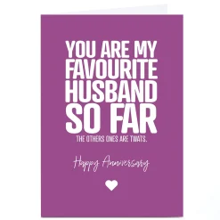 Card Factory Personalised Punk Cards Anniversary Card - Favourite Husband So Far