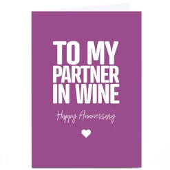 Card Factory Personalised Punk Cards Anniversary Card - Partner in Wine