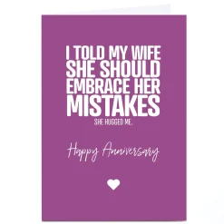 Card Factory Personalised Punk Cards Anniversary Card - Mistakes
