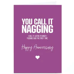 Card Factory Personalised Punk Cards Anniversary Card - You Call it Nagging