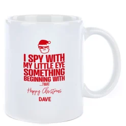 New Personalised Punk Christmas Mug - I Spy with my little Eye Personalised Mugs|Mugs