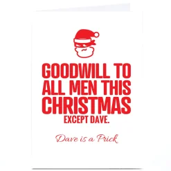 Outlet Personalised Punk Christmas Card - Goodwill to all Men Funny|Christmas