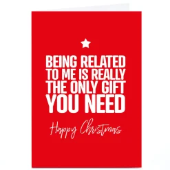 Card Factory Personalised Punk Christmas Card - Being Related To Me