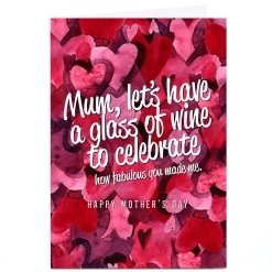 Card Factory Personalised Punk Mother's Day Card - Glass of Wine