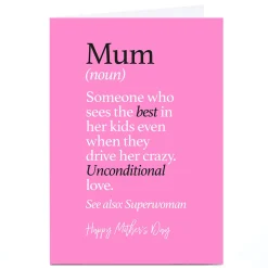 Clearance Personalised Punk Mother's Day Card - Mum Definition Funny