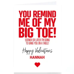 Card Factory Personalised Punk Valentine's Day Card - My Big Toe