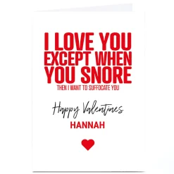 Card Factory Personalised Punk Valentine's Day Card - When You Snore