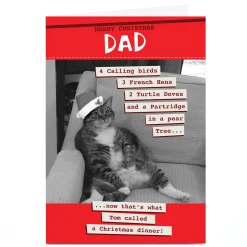 Outlet Personalised Quitting Hollywood Christmas Card - Dad Chubby Cat Funny|Christmas