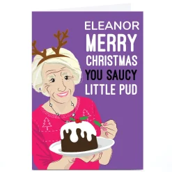 Card Factory Personalised Quitting Hollywood Christmas Card - Saucy Little Pud