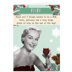 Personalised Quitting Hollywood Christmas Card - Mum Glass of Wine Funny|Christmas