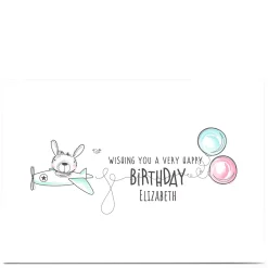 Sale Personalised Rachel Griffin 5th Birthday Card - Bunny Plane Kids For Kids|Special Age