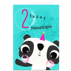 Outlet Personalised Rachel Griffin 2nd Birthday Card - Panda Kids For Granddaughter|For Daughter