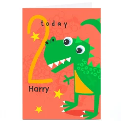 Best Personalised Rachel Griffin 2nd Birthday Card - Dinosaur Kids For Son|For Grandson