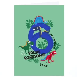 Kids Card Factory Personalised Rachel Griffin Birthday Card - 6, You're Roarsome!