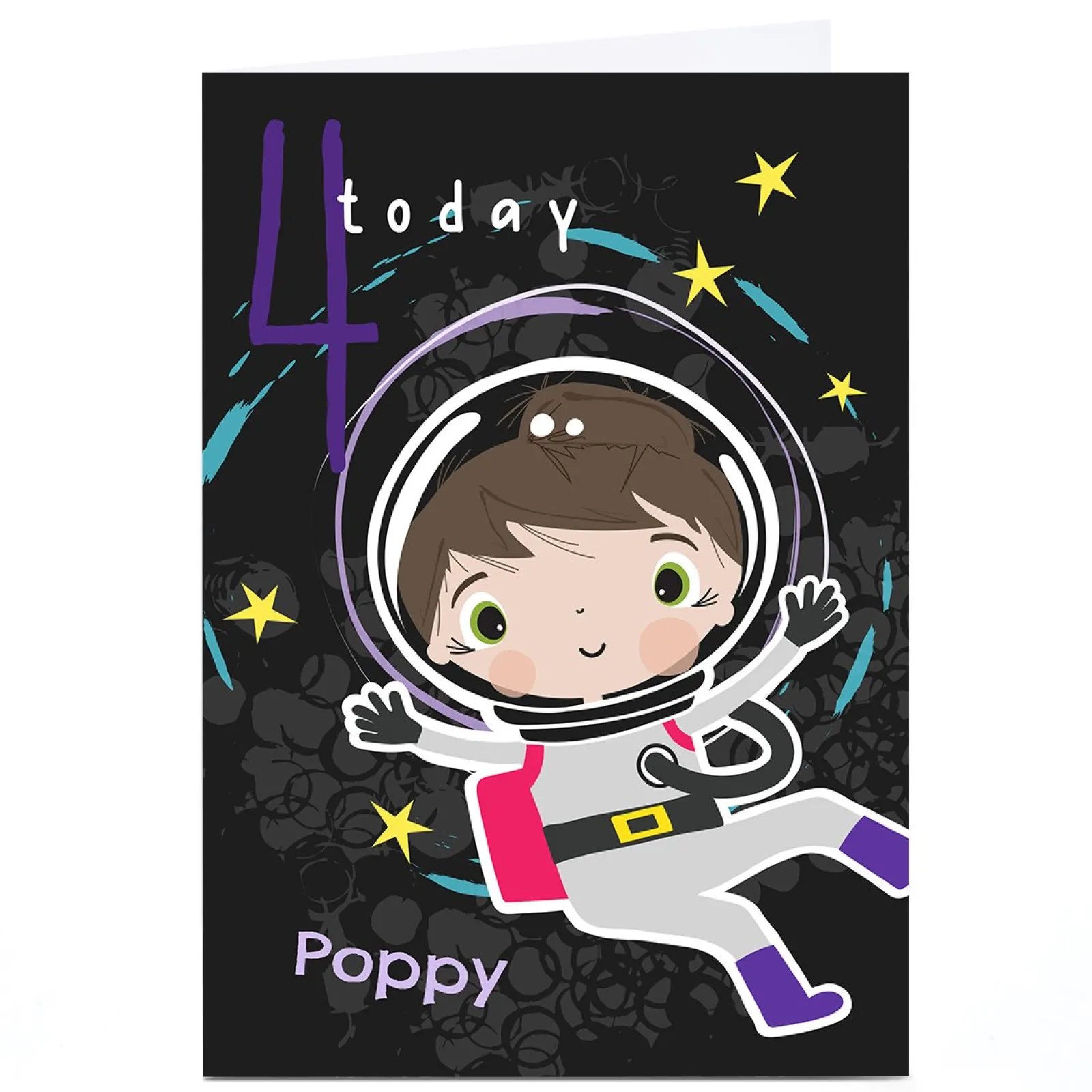 Kids Card Factory Personalised Rachel Griffin 4th Birthday Card - Girl Astronaut