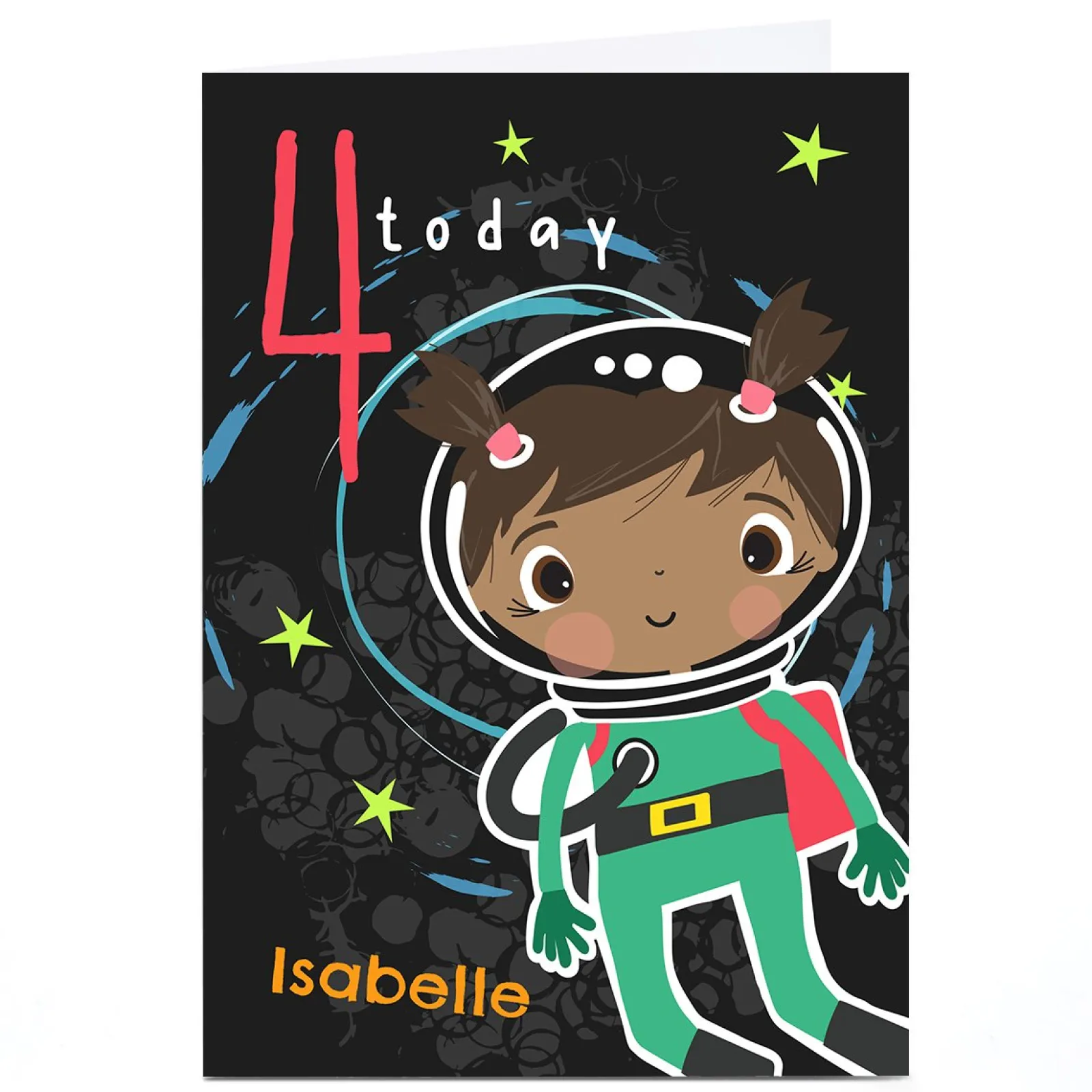 New Personalised Rachel Griffin 4th Birthday Card - Space Girl Kids For Kids|Special Age