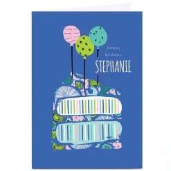 Hot Personalised Rebecca Prinn Birthday Card - Blue Balloons Birthday|For Her