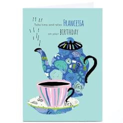 Online Personalised Rebecca Prinn Birthday Card - Tea Pot Birthday|For Her