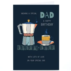 Card Factory Personalised Rebecca Prinn Birthday Card - Coffee Pot, Dad