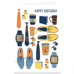 Clearance Personalised Rebecca Prinn Birthday Card - Shoes & Ties Birthday|For Him