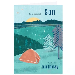 New Personalised Rebecca Prinn Birthday Card - Camping, Son Son|For Son