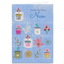 Online Personalised Rebecca Prinn Birthday Card - Flower Pots, Nan Birthday|For Her
