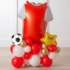 Kids Card Factory Personalised Red & White Football Shirt Balloon Stack - Delivered Inflated!