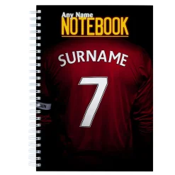 Card Factory Personalised Red Football Shirt Notebook