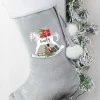 Kids Card Factory Personalised Rocking Horse Luxury Silver Christmas Stocking