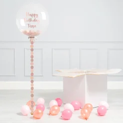 Discount Personalised Rose Gold Circle Confetti Bubblegum Balloon & Minis - DELIVERED INFLATED! Personalised Party|Hen Party