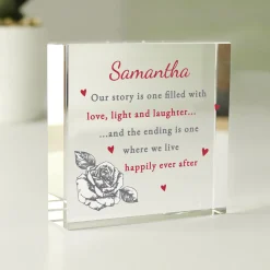 Sale Personalised Rose Heart Glass Token Personalised Jewellery And Keepsakes|Jewellery & Keepsakes